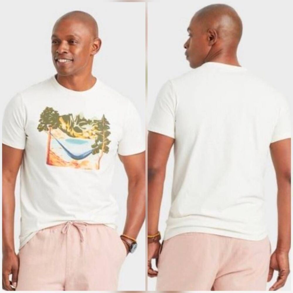 🔺️Goodfellow Ivory Dog Bone Hammock Short Sleeve Shirt Men's XLarge